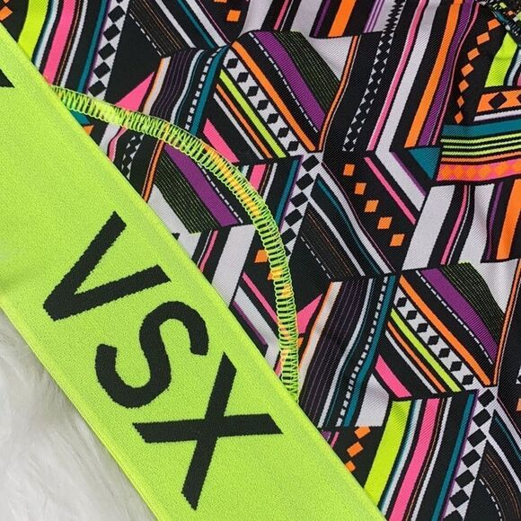 VSX Sports Bra Bright Neon Green Band W/ Geometric Print XS - Picture 3 of 7
